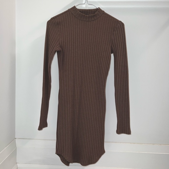 Turtle neck dress - Chocolate Brown - Picture 1 of 4